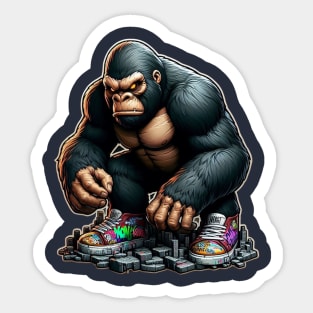 angry gorilla wearing shoes Sticker